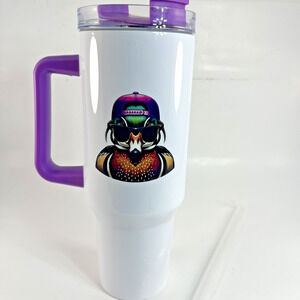 30oz Stainless Steel Tumbler Duck Graphic Purple Handle Cup